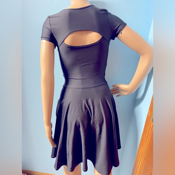 Blackmilk matte black peephole skater dress size small limited stretchy - Picture 5 of 7